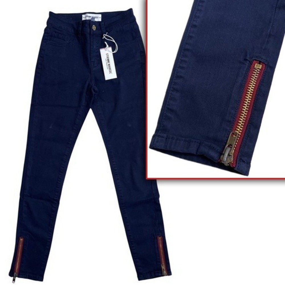 Etienne Marcel Womens Navy Blue Skinny Jeans Zipper Ankle‎ Size 24 - MSRP $224